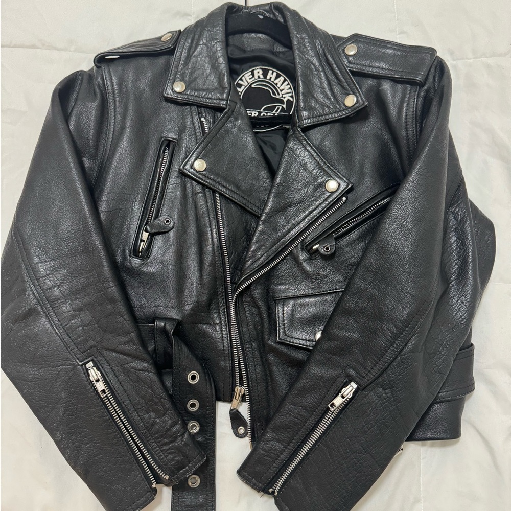 Leather biker jacket